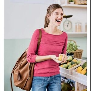 Boden | Ava Jumper Linen 3/4 Sleeves Magenta Pink Size Small